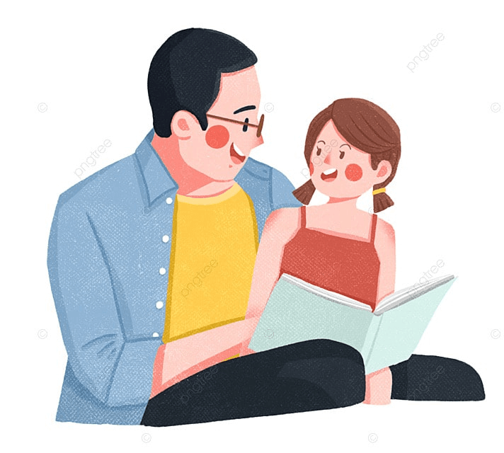 un papa et sa fille qui lisent une histoire